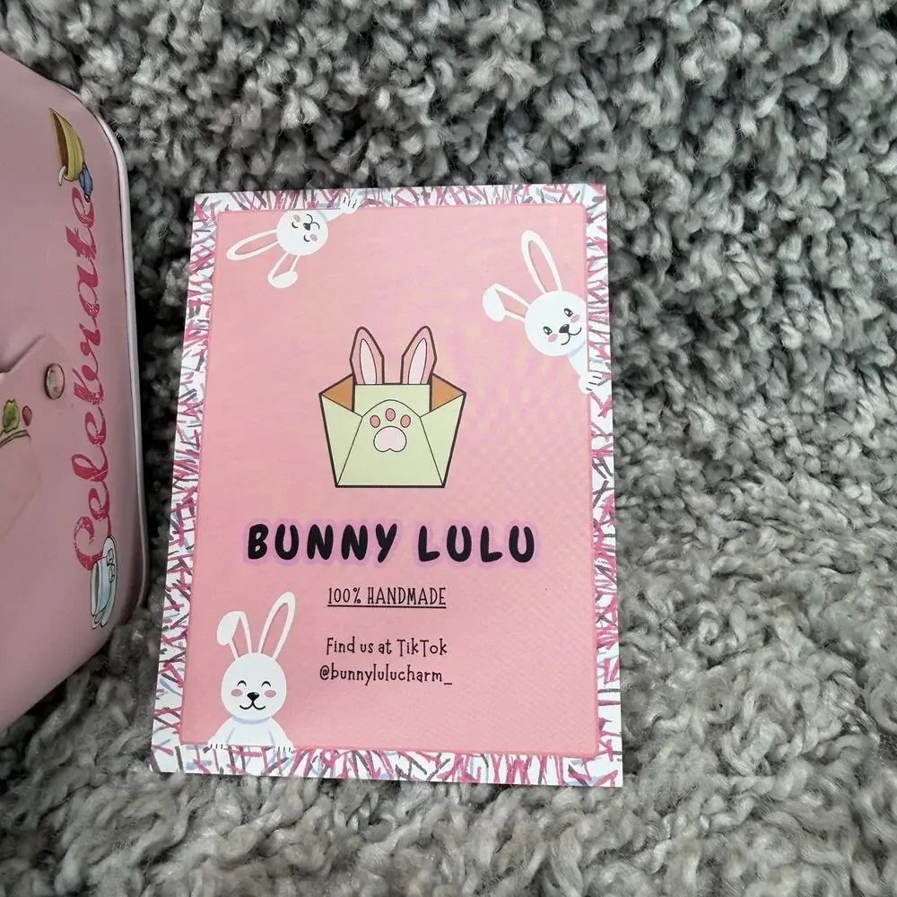 Bunny Lulu Keychain With Tin New Bunny Keychain Rabbit Fur Pink Soft Brand New